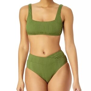 Salt + Cove Juniors Ribbed Square-Neck Bikini Top & V-Waist Bikini Bottom